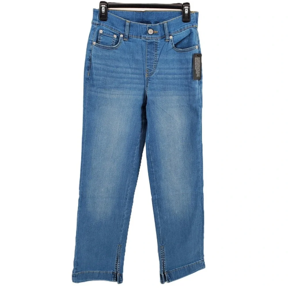 D‎ & Co Adaptive Jeans Womens Size 10 Straight Leg Crop Denim Medium Wash New